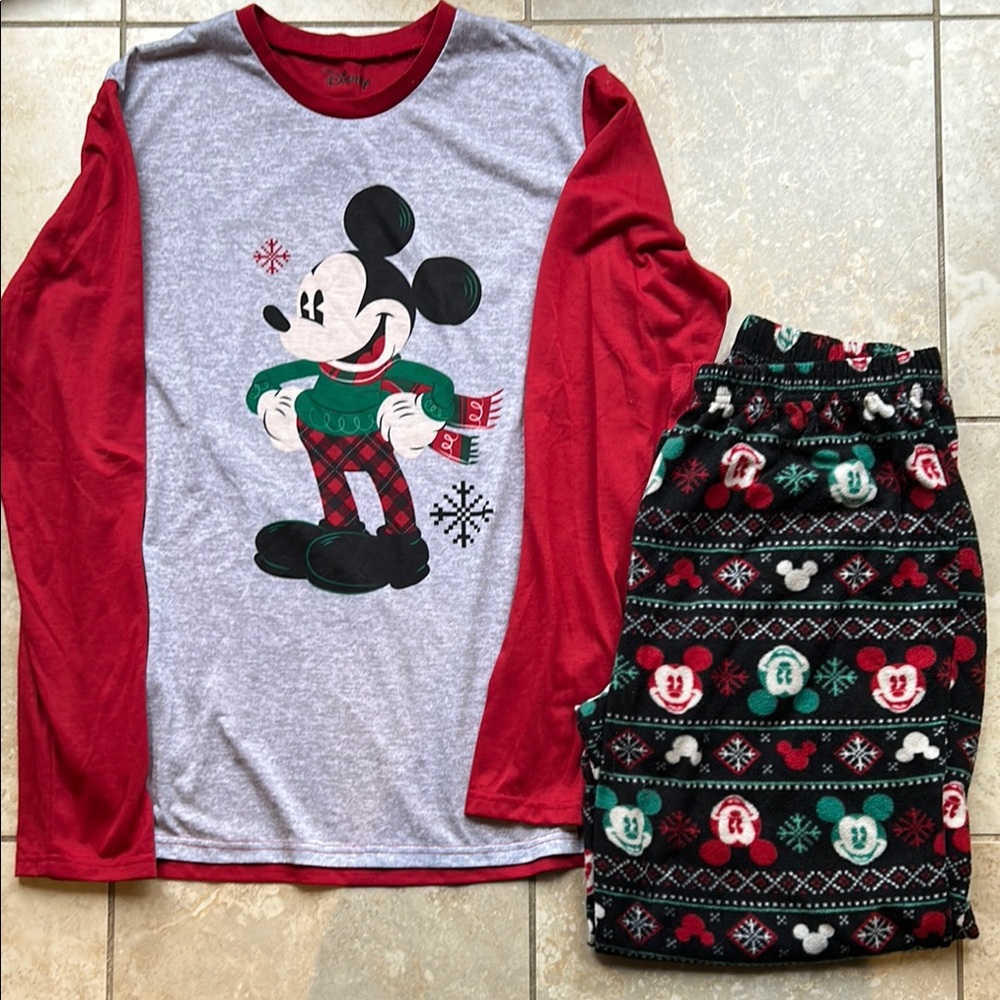Mickey Mouse Red and Gray Pajama Set